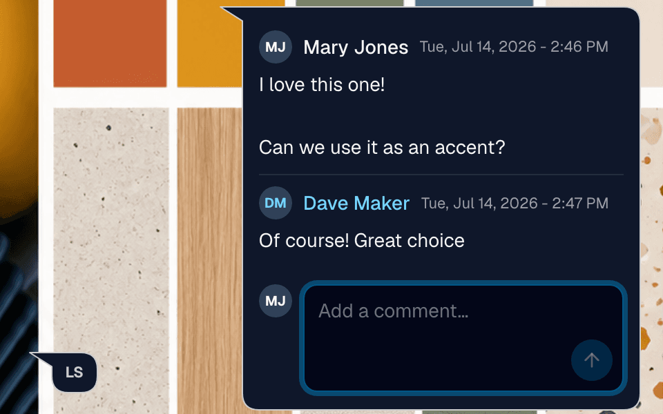 Pinned comments on an image deliverable